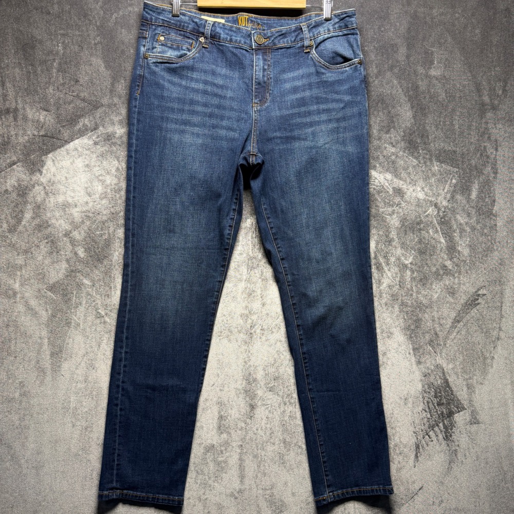 Kut From The Kloth Jeans Womens 14 Blue Cotton Katy Boyfriend Relaxed Dark Wash